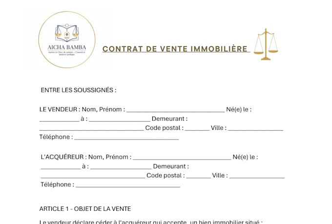 rédaction de contrat ou document juridique